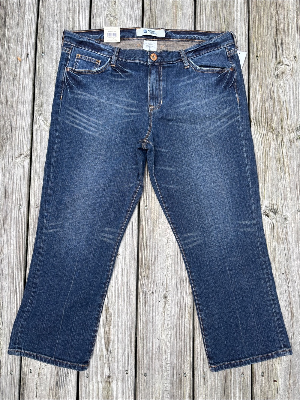 GAP Original VTG Y2K Low Rise Crop Jeans Dk Wash Stretch Women's Size 14R NWT